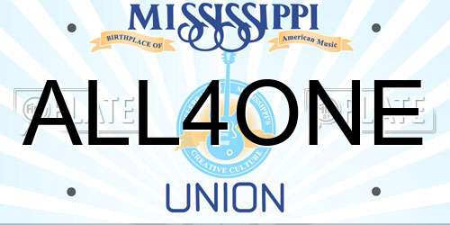 ALL4ONE Mississippi License Plate