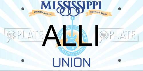 ALLI Mississippi License Plate