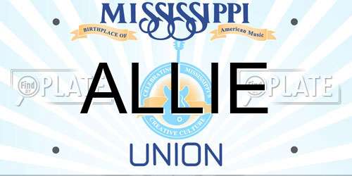 ALLIE Mississippi License Plate
