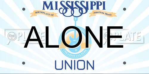 ALONE Mississippi License Plate