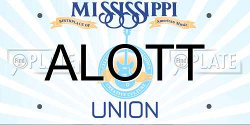 ALOTT Mississippi License Plate