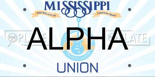 ALPHA Mississippi License Plate