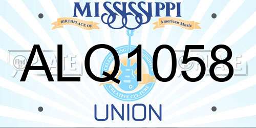 ALQ1058 Mississippi License Plate