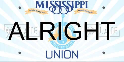 ALRIGHT Mississippi License Plate
