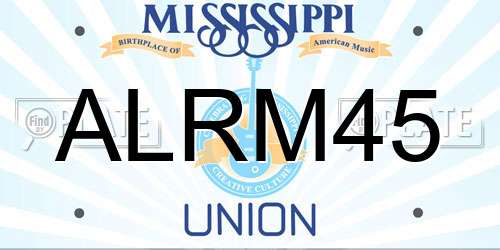 ALRM45 Mississippi License Plate