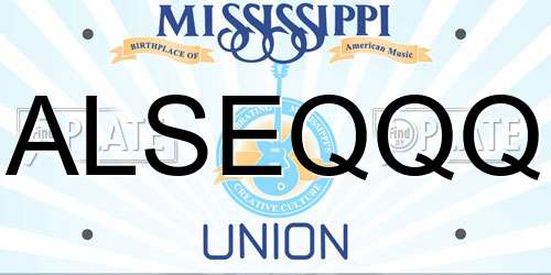 ALSEQQQ Mississippi License Plate