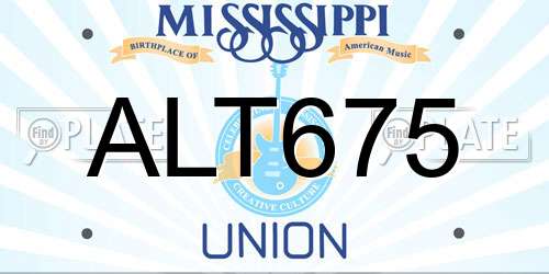ALT675 Mississippi License Plate