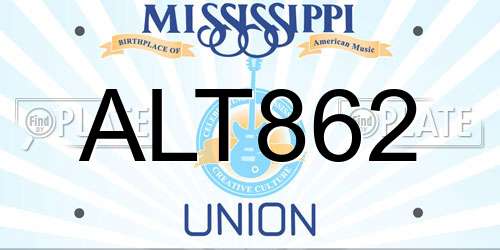 ALT862 Mississippi License Plate