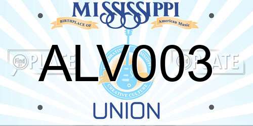 ALV003 Mississippi License Plate