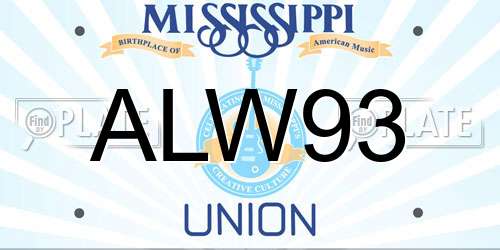 ALW93 Mississippi License Plate