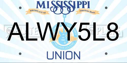 ALWY5L8 Mississippi License Plate