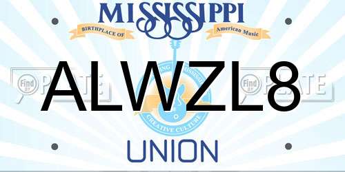ALWZL8 Mississippi License Plate