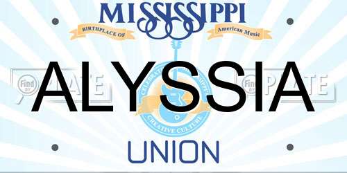 ALYSSIA Mississippi License Plate