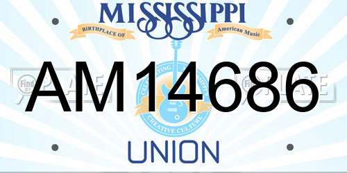 AM14686 Mississippi License Plate