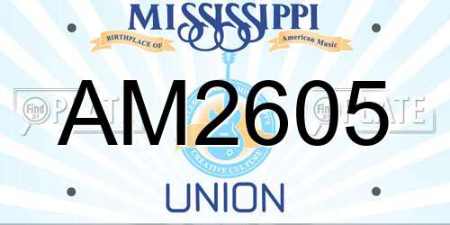 AM2605 Mississippi License Plate