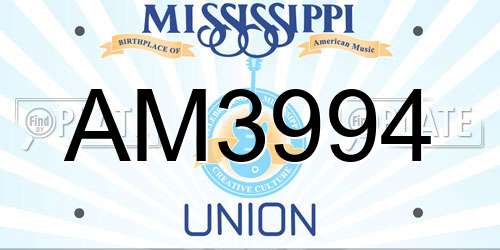 AM3994 Mississippi License Plate