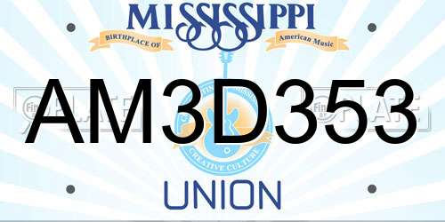 AM3D353 Mississippi License Plate