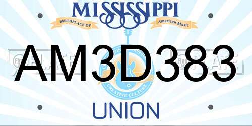 AM3D383 Mississippi License Plate