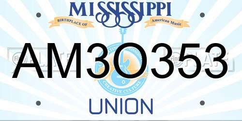 AM3O353 Mississippi License Plate