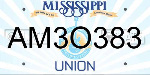 AM3O383 Mississippi License Plate
