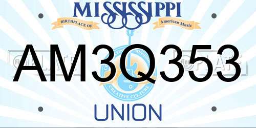 AM3Q353 Mississippi License Plate