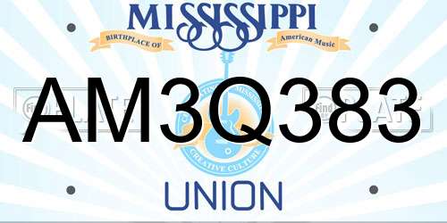 AM3Q383 Mississippi License Plate
