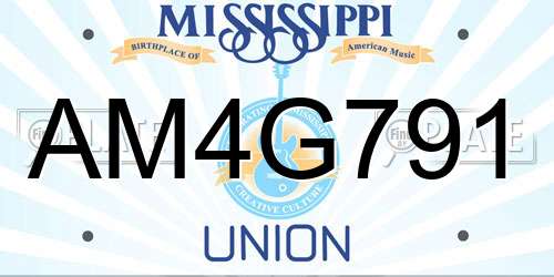 AM4G791 Mississippi License Plate