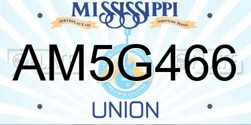 AM5G466 Mississippi License Plate