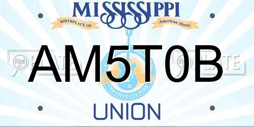 AM5T0B Mississippi License Plate