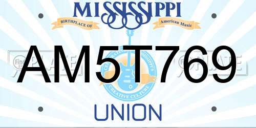 AM5T769 Mississippi License Plate
