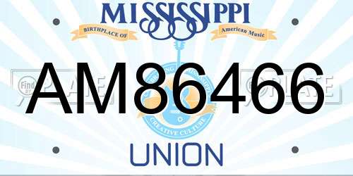 AM86466 Mississippi License Plate