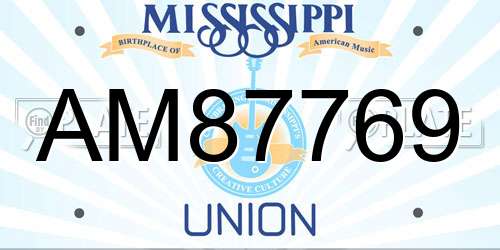 AM87769 Mississippi License Plate