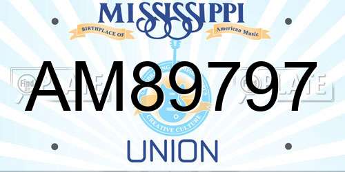 AM89797 Mississippi License Plate