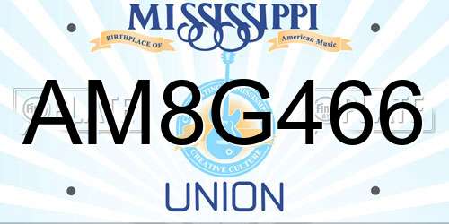 AM8G466 Mississippi License Plate