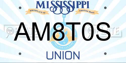 AM8T0S Mississippi License Plate