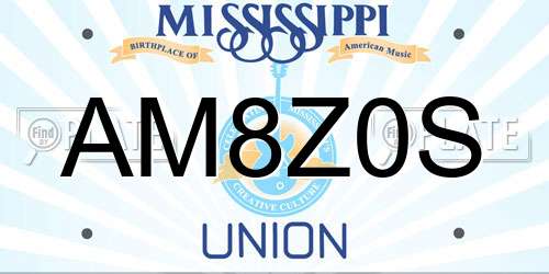 AM8Z0S Mississippi License Plate