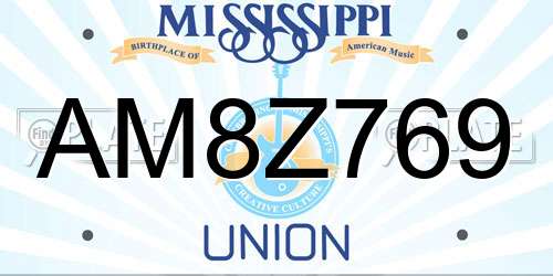 AM8Z769 Mississippi License Plate