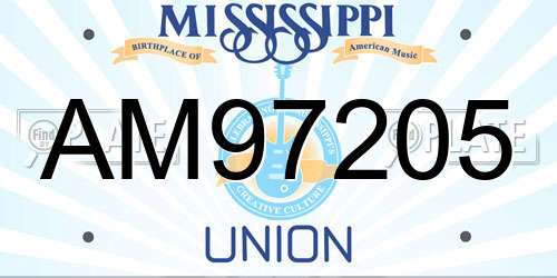 AM97205 Mississippi License Plate