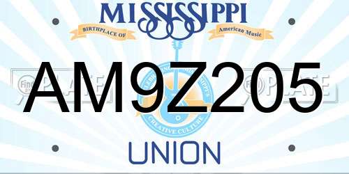AM9Z205 Mississippi License Plate