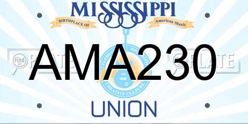 AMA230 Mississippi License Plate