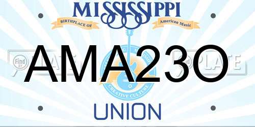 AMA23O Mississippi License Plate