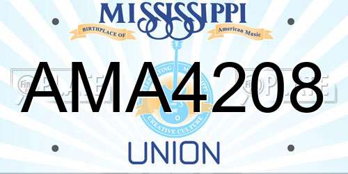 AMA4208 Mississippi License Plate