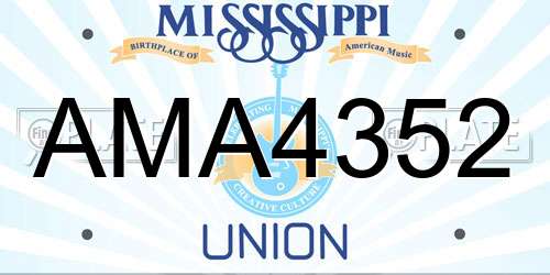 AMA4352 Mississippi License Plate