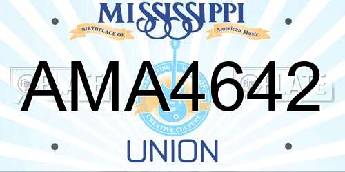 AMA4642 Mississippi License Plate