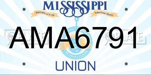 AMA6791 Mississippi License Plate