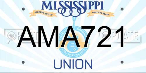 AMA721 Mississippi License Plate