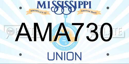 AMA730 Mississippi License Plate