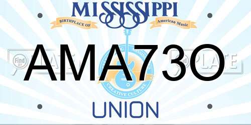 AMA73O Mississippi License Plate