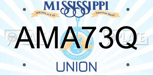 AMA73Q Mississippi License Plate