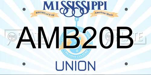 AMB20B Mississippi License Plate